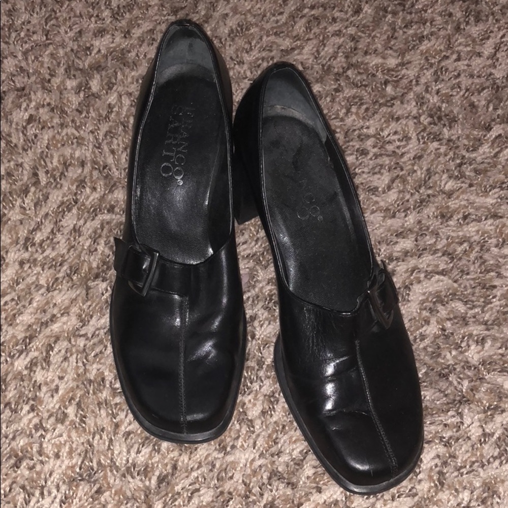 Women’s Franco Sarto Stacked Heel Buckle Loafers